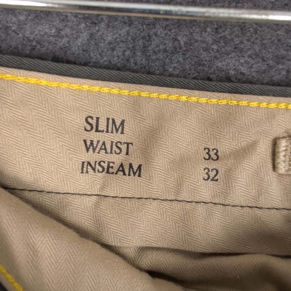 Banana Republic Slim Fit Chinos Mens 33x32 Olive Green Stretch Cotton Pants - Picture 10 of 16